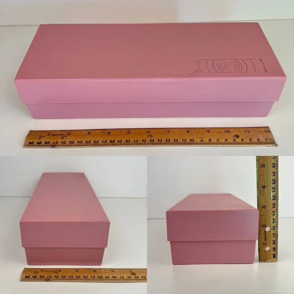 Vtg 1980s Cassette Tape Pink Hard Plastic w Lid The Dynasound Organizer Holds 24